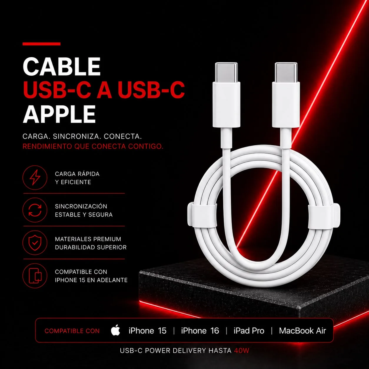 Cable ORIGINAL USB-C a USB-C Apple