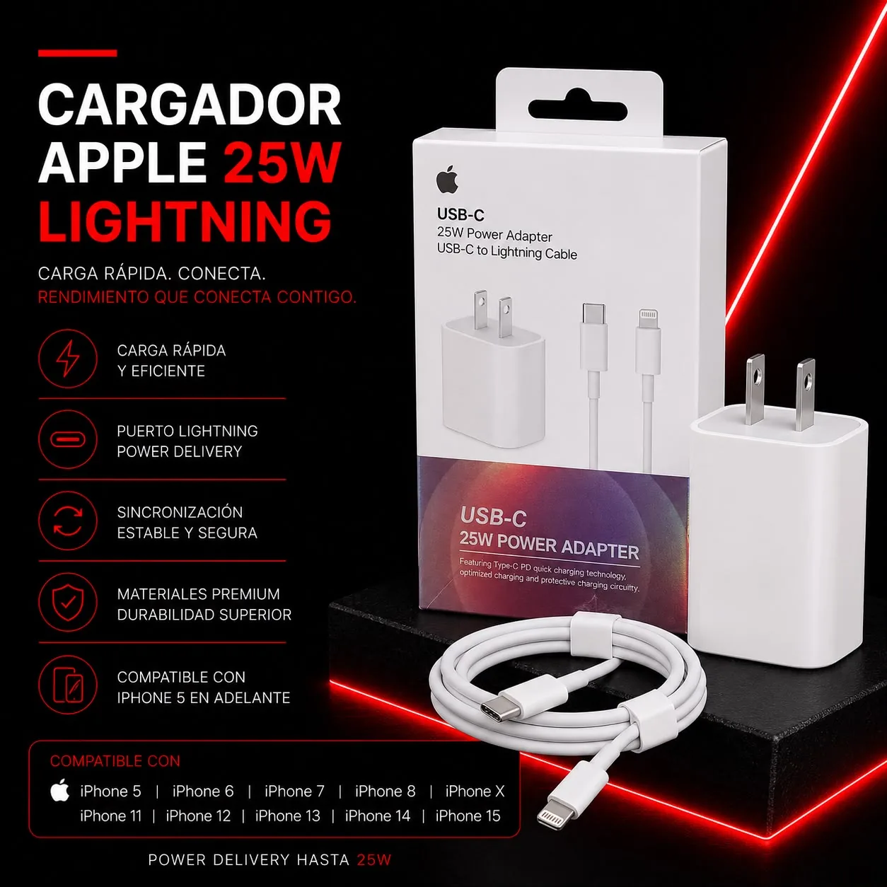 Cargador Apple 25W Lightning 1.1